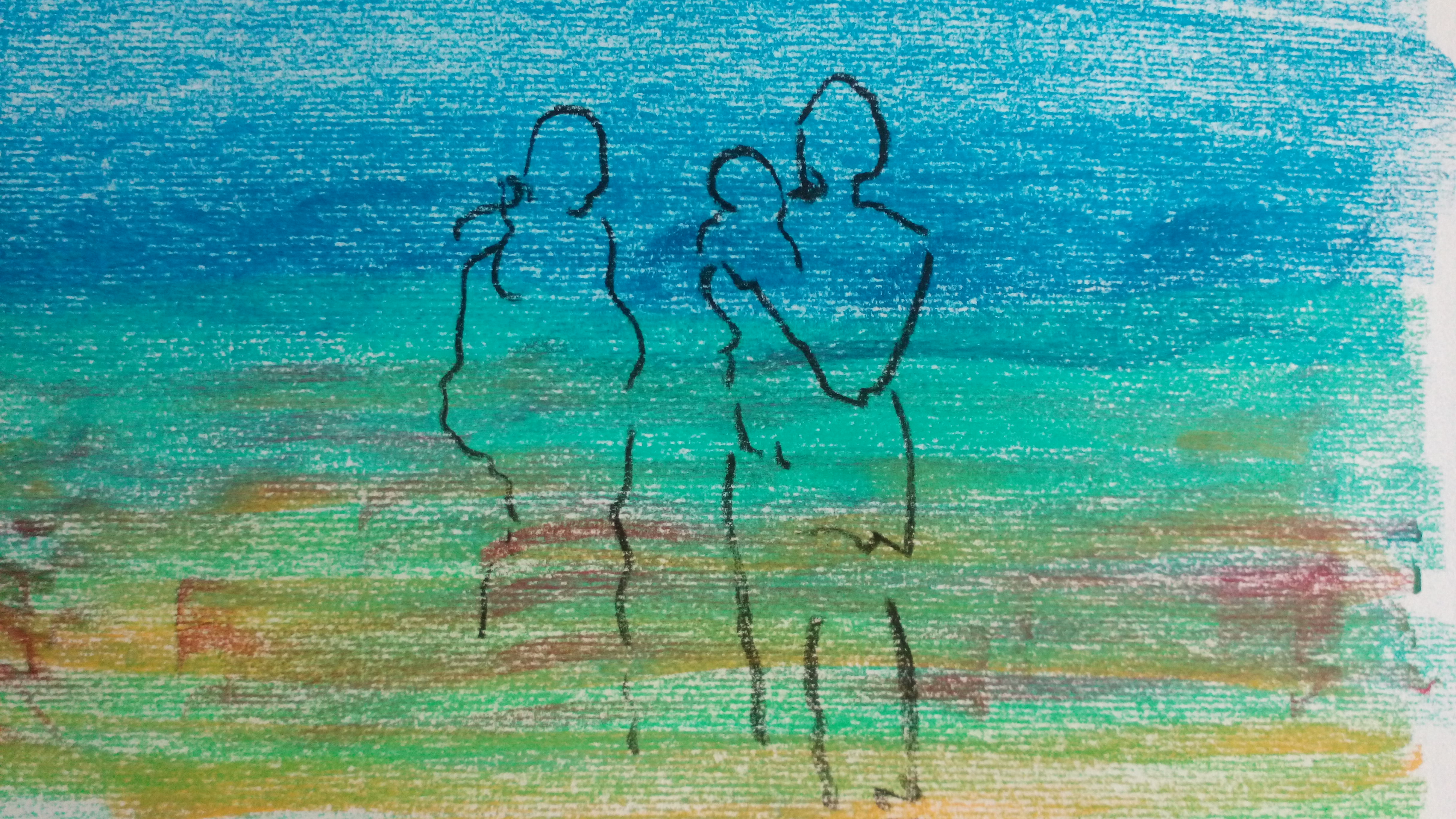 Refugees (2016, soft pastel & charcoal, 41/21cm)